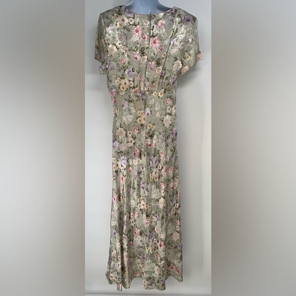 Vintage Benson & Smith Satin Floral Cottage Maxi Dress 13 - Picture 5 of 5